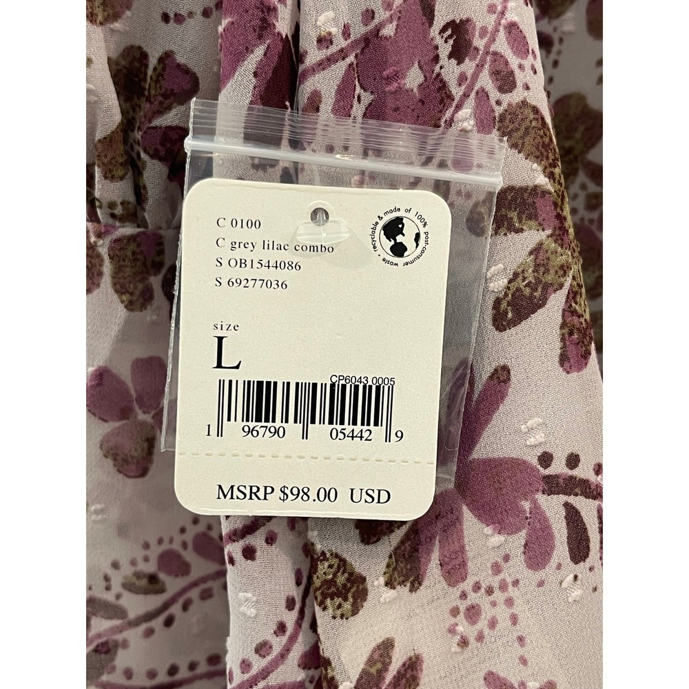SALE Free People‎ Floral Cropped Top Lavender Boho Smocked Neck Long Sleeve NWT - Picture 10 of 10